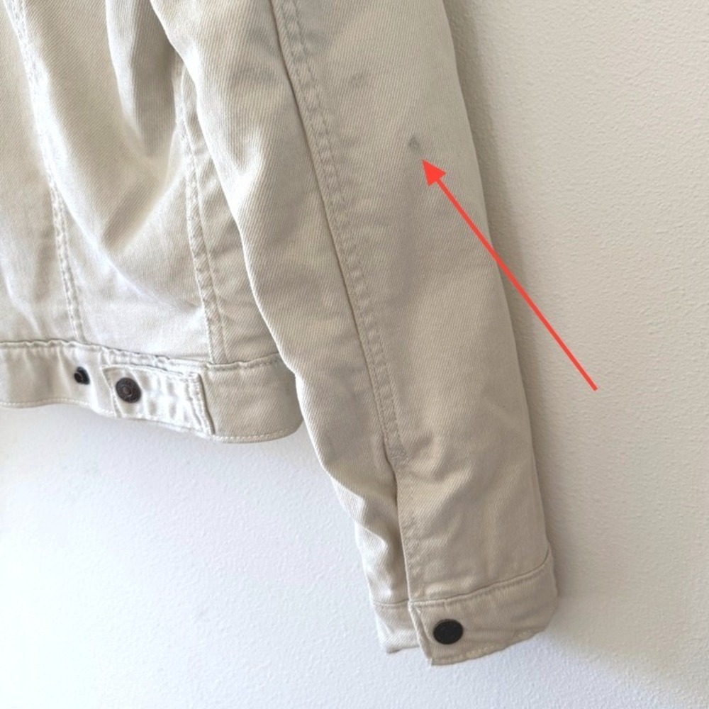 Levi Strauss Co. Sherpa Lined Denim Trucker Jacket Cream Beige‎ Womens XS - Picture 5 of 6